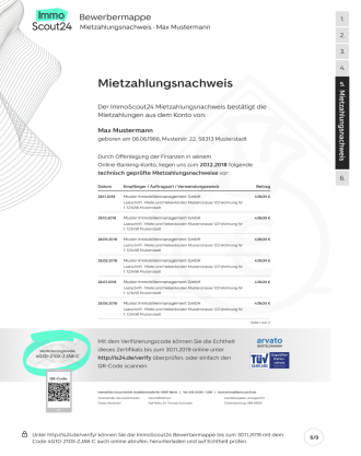 Mietzahlungsbestätigung MieterPlus ImmoScout24